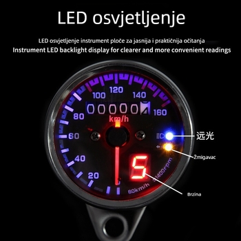 Harley-Davidson cruiser indikator prijenosa s elektroničkim tachometrom i odometrom, 12V