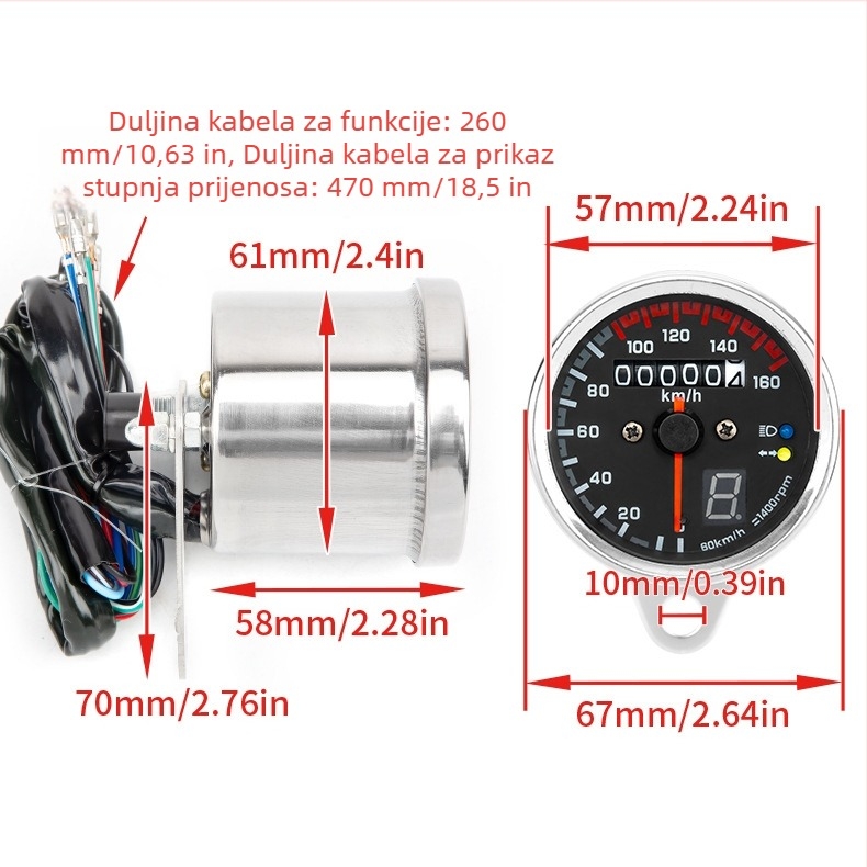 Harley-Davidson cruiser indikator prijenosa s elektroničkim tachometrom i odometrom, 12V
