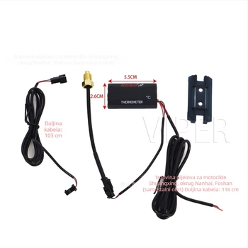 Mjerilo temperature vode za motocikl – univerzalno, 12V, VIPER, model Koso Water Temperature-P, vodootporan