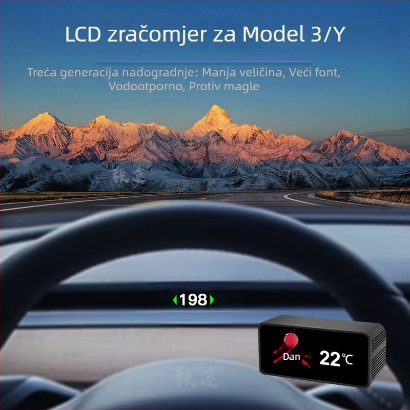 Yi Tu X2 HUD za Tesla Model 3/Y, LCD zaslon 1920x1080, napajanje iz utičnice