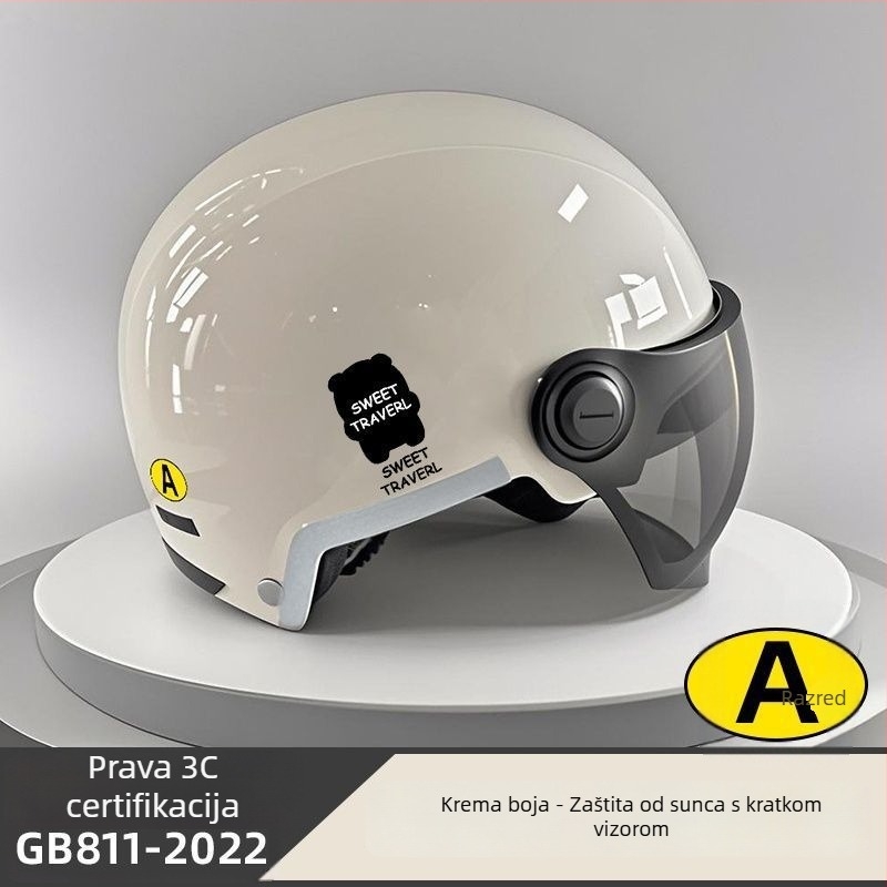 Polu-šlem za električni bicikl – ABS materijal, Gb811-2022b certifikacija, za muškarce i žene, ljeto prozračno lagano, off-road upotreba