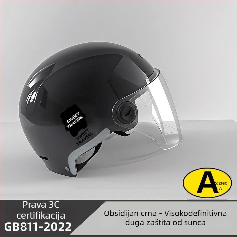 Polu-šlem za električni bicikl – ABS materijal, Gb811-2022b certifikacija, za muškarce i žene, ljeto prozračno lagano, off-road upotreba