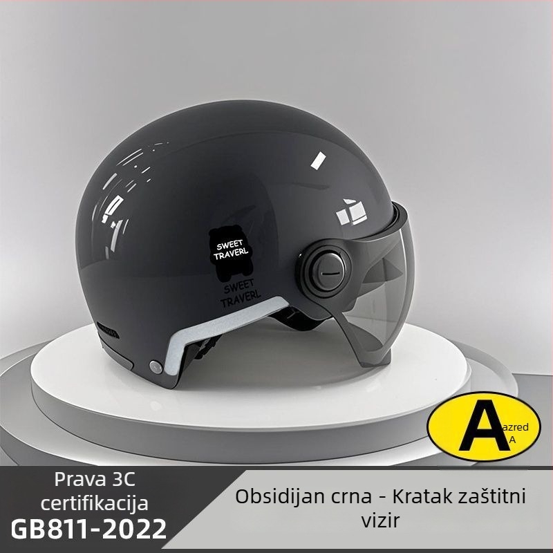 Polu-šlem za električni bicikl – ABS materijal, Gb811-2022b certifikacija, za muškarce i žene, ljeto prozračno lagano, off-road upotreba