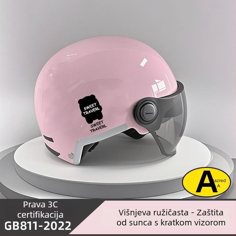 Polu-šlem za električni bicikl – ABS materijal, Gb811-2022b certifikacija, za muškarce i žene, ljeto prozračno lagano, off-road upotreba