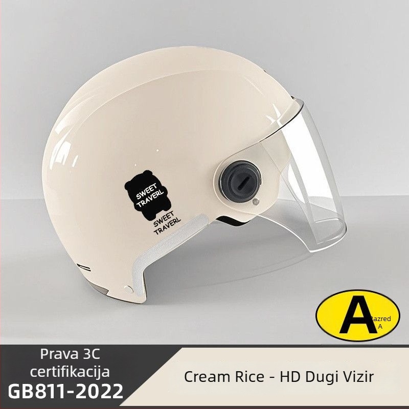 Polu-šlem za električni bicikl – ABS materijal, Gb811-2022b certifikacija, za muškarce i žene, ljeto prozračno lagano, off-road upotreba