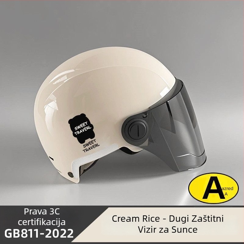 Polu-šlem za električni bicikl – ABS materijal, Gb811-2022b certifikacija, za muškarce i žene, ljeto prozračno lagano, off-road upotreba