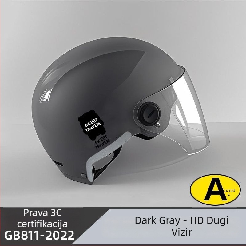 Polu-šlem za električni bicikl – ABS materijal, Gb811-2022b certifikacija, za muškarce i žene, ljeto prozračno lagano, off-road upotreba