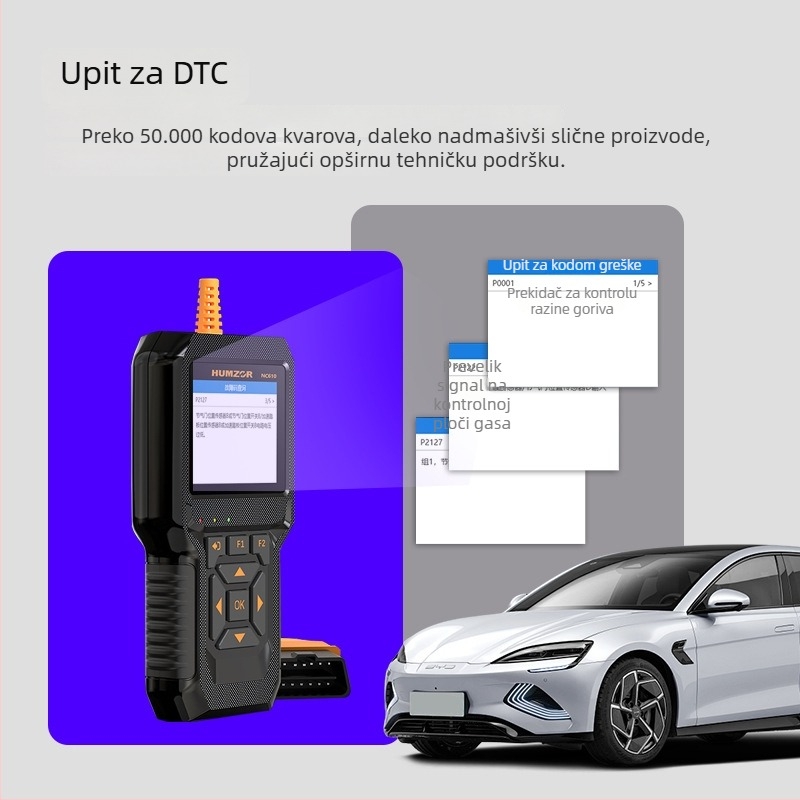 OBD alat za dijagnostiku motornih kvarova automobila, višenamjenski dekoder, brisanje svjetla kvara | HUMZOR NC610 | Napajanje 12-24V | Radna temperatura 0-60°C