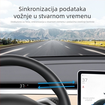 HUD zaslon za automobil T5, HD rezolucija, napajanje preko OBD, kompatibilan s Model 3 i Model Y