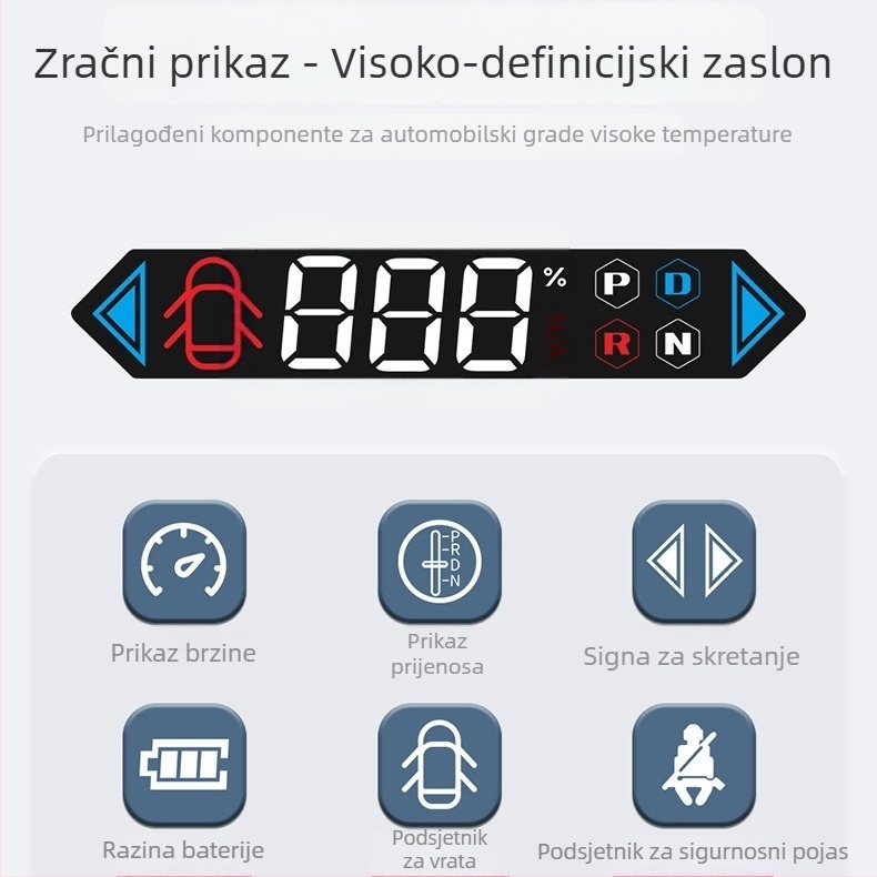 HUD zaslon za automobil T5, HD rezolucija, napajanje preko OBD, kompatibilan s Model 3 i Model Y