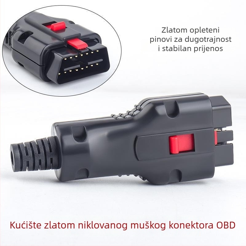 OBDII zlatom pozlaćeni 16-pinski automobilni dijagnostički konektor - detektor kvarova, napajanje 9-16 V, radna temperatura -20 do 80 °C
