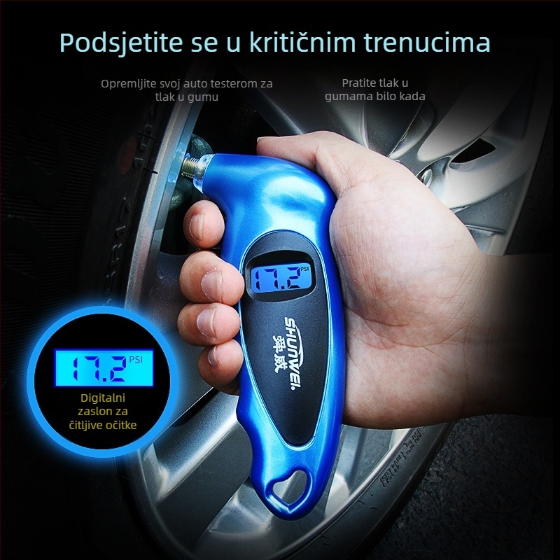 SD-2802 Elektronički digitalni mjerač tlaka u gumama, ABS, prijenosni, Deflate