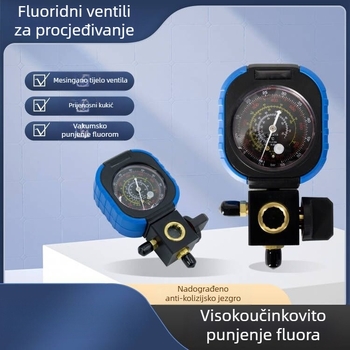Fluorirana jednoventilska s vakum mjernikom, mjerač tekućine/refrigeranta i anti-kolizijski mjerač automobinskog klima uređaja (Model: Fluorirana jednoventilska; Tip: vakuumski tlak mjerač; Nominalni promjer: konzultirajte; Serija: 251017)