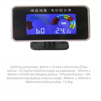 LCD mjerač razine goriva i napona, 12-24V, 2 u 1 za automobile, kamione i poljoprivredna vozila