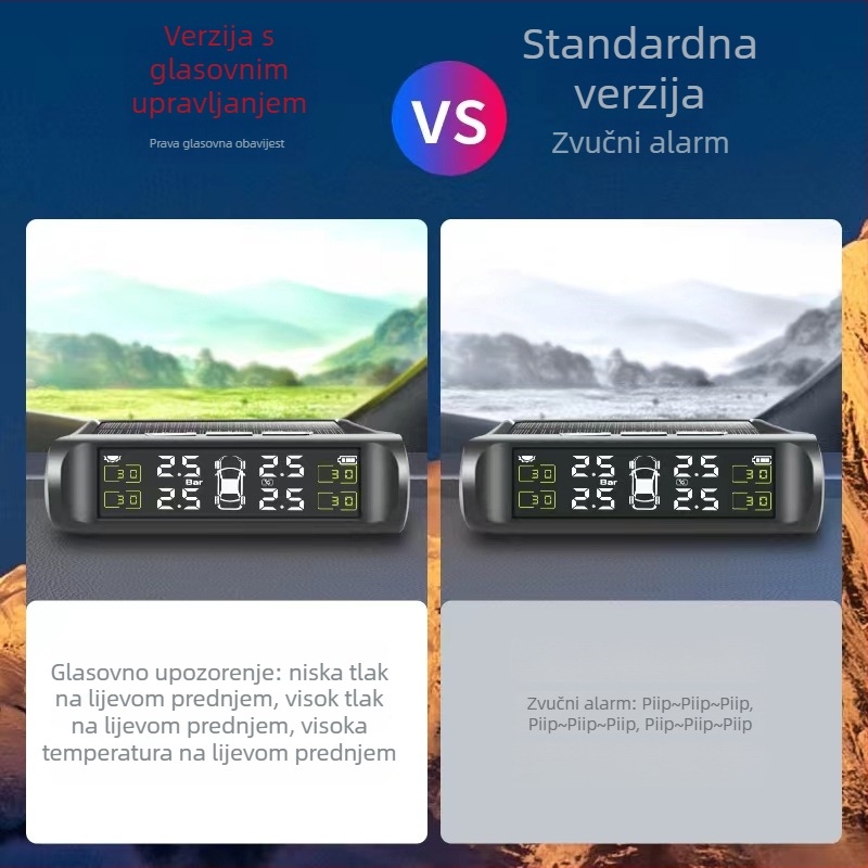 Monitor tlaka u gumama — solarno napajanje, bežični, digitalni prikaz, visoka preciznost, raspon 0-8 bar