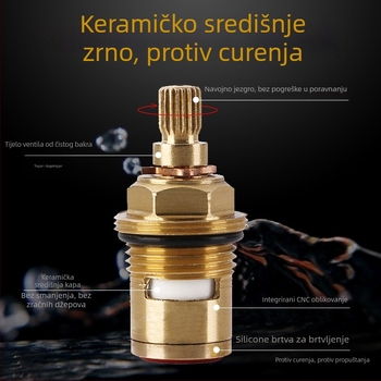 Bakreni ventil za perilicu rublja, s jednim spojem, keramički ventil, moderan minimalistički stil, za kućnu upotrebu