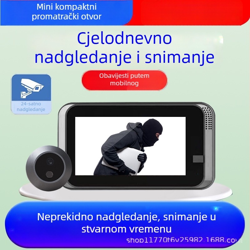 Bežični video zvono za vrata s kamerom tipa mačje oko — model Q17, napajanje: punjenje, 5V, za kućanstva i stanove (Model: Q17 · Napajanje: Punjenje · Napon: 5V · Primjena: Kućanstva, Stanovi · Tip: Video zvono za vrata)