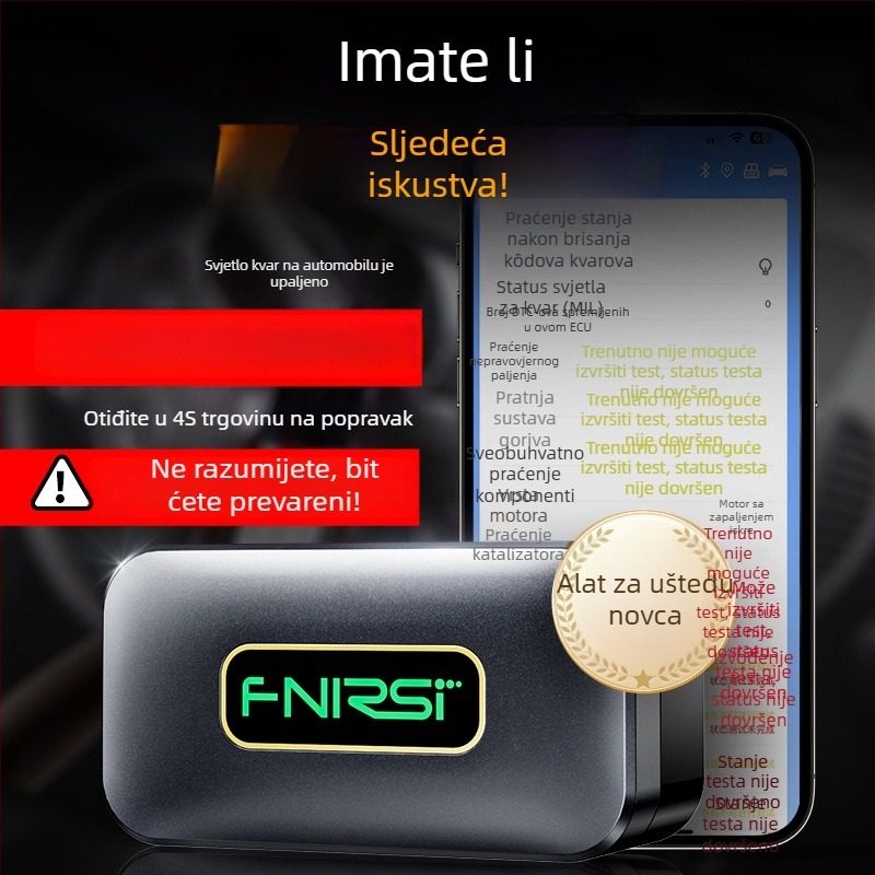 Fnirsi FD10 automobilni OBD2 Bluetooth 5.1 dijagnostički alat za motor s kodovima kvarova, ugrađen u vozilo