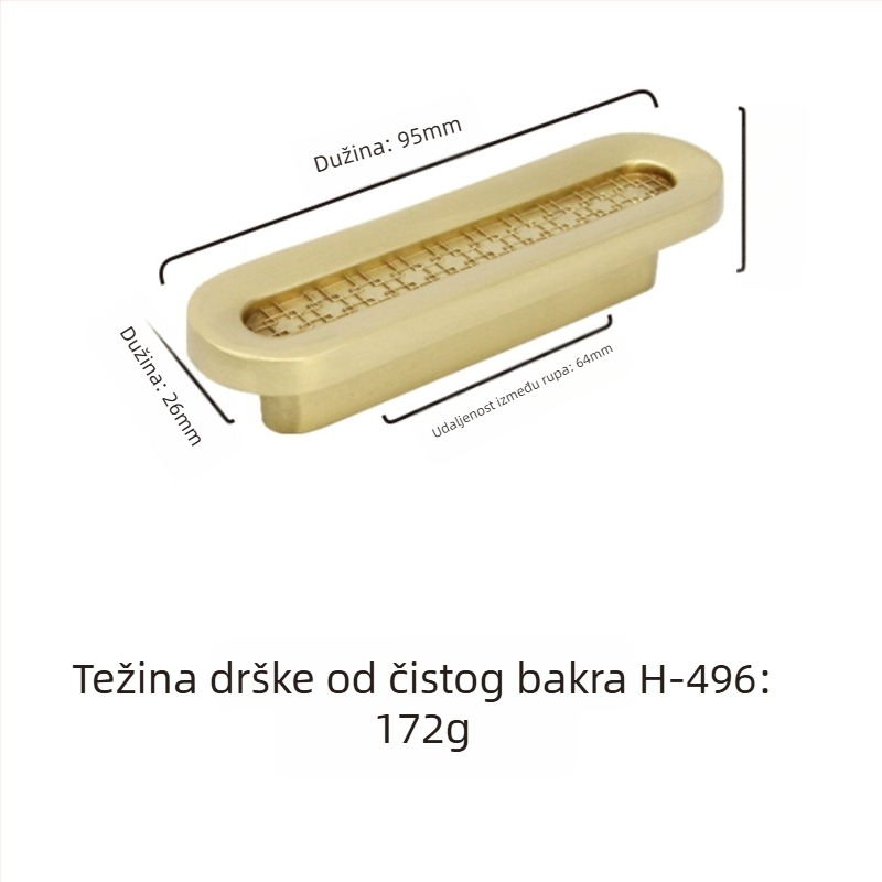 Mosazna ručka - ručno izrađena, stil novokineskog dizajna, za namještaj i vrata ormara