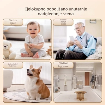 Unutarnja kamera za nadzor bez bušenja, s dvostrukom lećom, pametna kućna kamera 1080p
