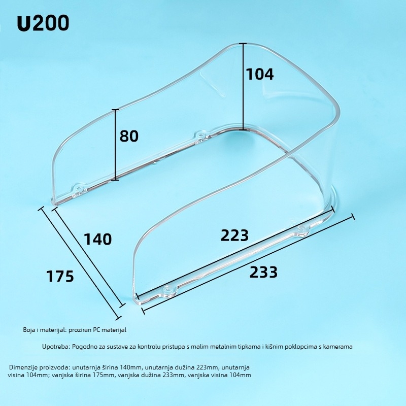 Xface600 zaštitni pokrov za prepoznavanje lica za vanjski sustav kontrole pristupa (U200) – 1000 memorije, USB/IP/COM, 315 MHz, identifikacija otiska prsta