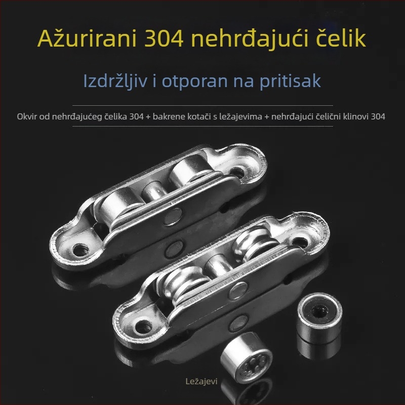 Stari stil plastično-čelični prozorski valjak s vodilicom i tračnicom, 88 klizni prozor i vrata — Nehrđajući čelik; radijus žljeba za užad 1; vanjski promjer 1; promjer osovine 1