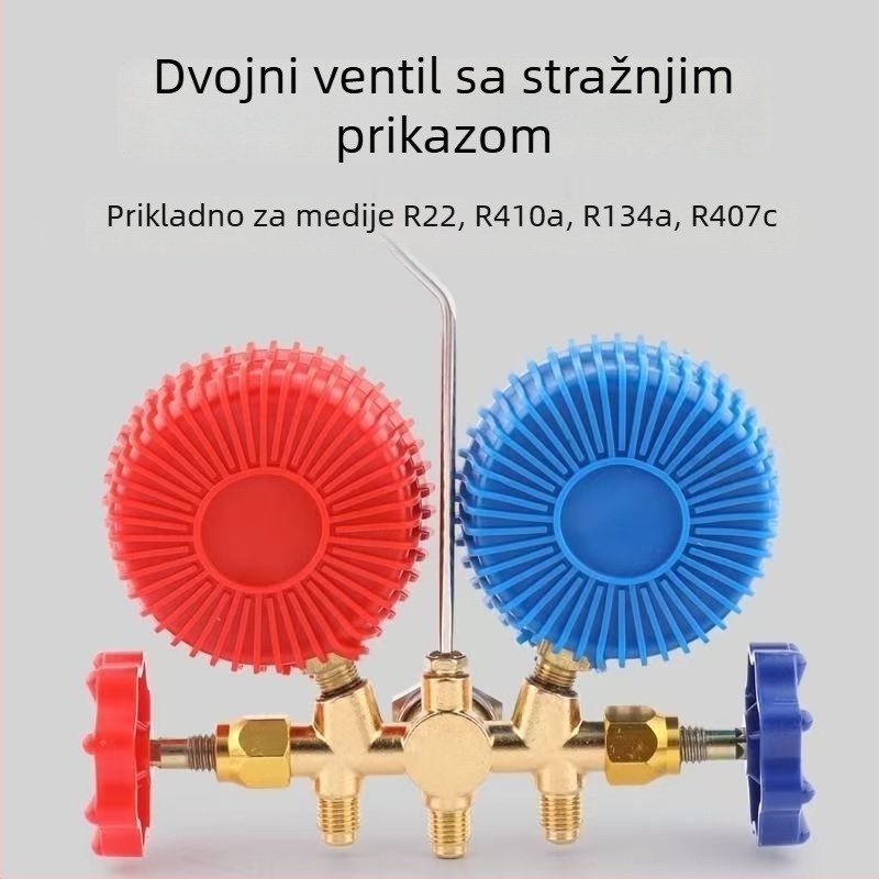 Vakuumski manometar tlaka za automobilsku klimatizaciju s dvostrukim mjeračima i ventilom za rashladno sredstvo R134A