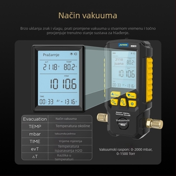Autool LM100 Digitalni vakuumski tlakomjer za automobilsku klimu – visokoprecizni detektor curenja