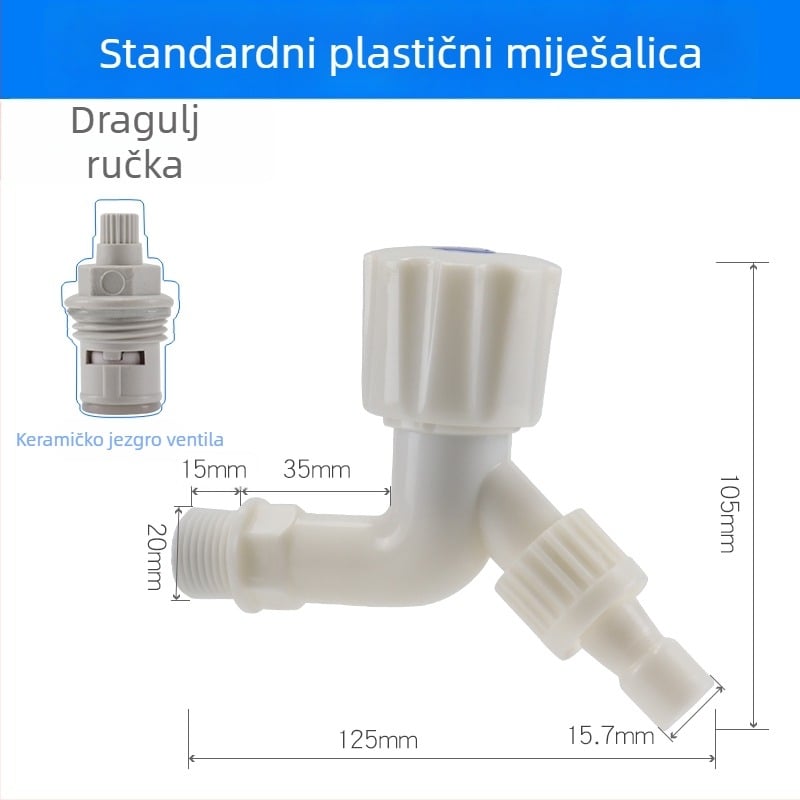 Plastična slavina za perilicu rublja sa zaključavanjem, DSFM-301, keramički jezgreni ventil, CE certifikat