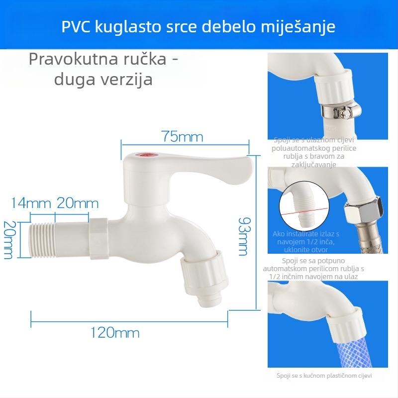 Plastična slavina za perilicu rublja sa zaključavanjem, DSFM-301, keramički jezgreni ventil, CE certifikat