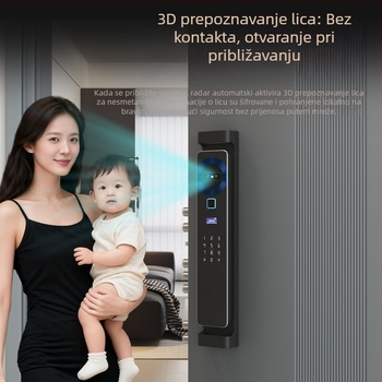 Pametni zaključavak vrata s otiskom prsta, lozinkom i prepoznavanjem lica, video zvono s okom mačke i praćenje u realnom vremenu — spremište otiska 100; otključavanja >2000; skeniranje <0,1 s; 3D lice + poluvodički otisak