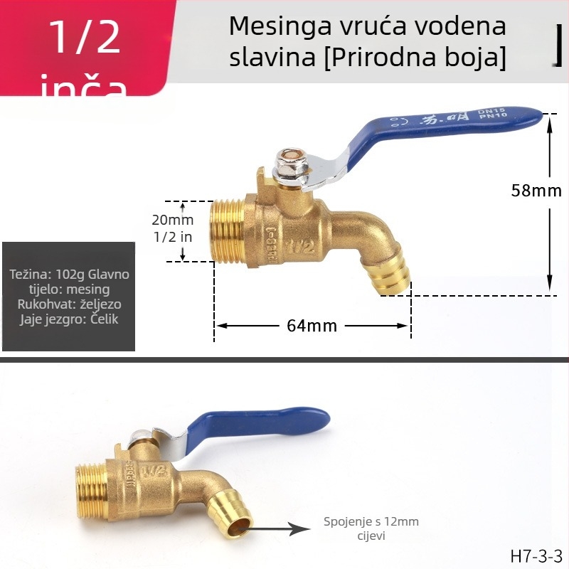 Mehanički mesingani ventil za toplu vodu visokih temperatura, keramički disk ventila, jednocije dizajn, CE certifikat