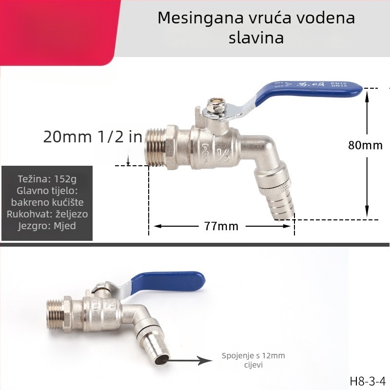 Mehanički mesingani ventil za toplu vodu visokih temperatura, keramički disk ventila, jednocije dizajn, CE certifikat