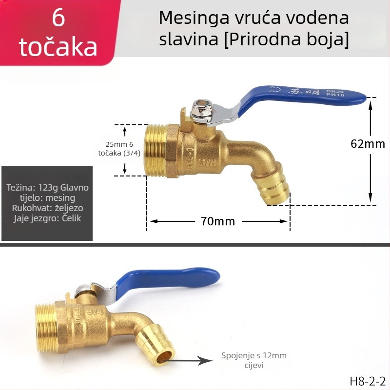 Mehanički mesingani ventil za toplu vodu visokih temperatura, keramički disk ventila, jednocije dizajn, CE certifikat