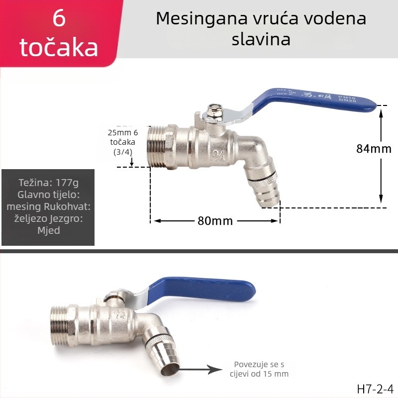 Mehanički mesingani ventil za toplu vodu visokih temperatura, keramički disk ventila, jednocije dizajn, CE certifikat
