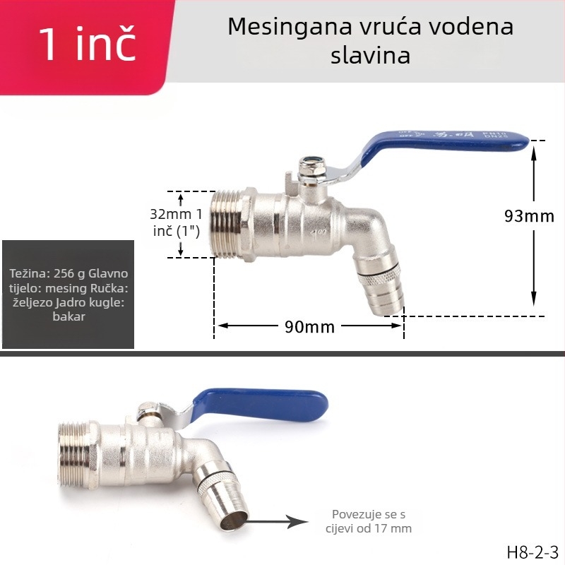 Mehanički mesingani ventil za toplu vodu visokih temperatura, keramički disk ventila, jednocije dizajn, CE certifikat