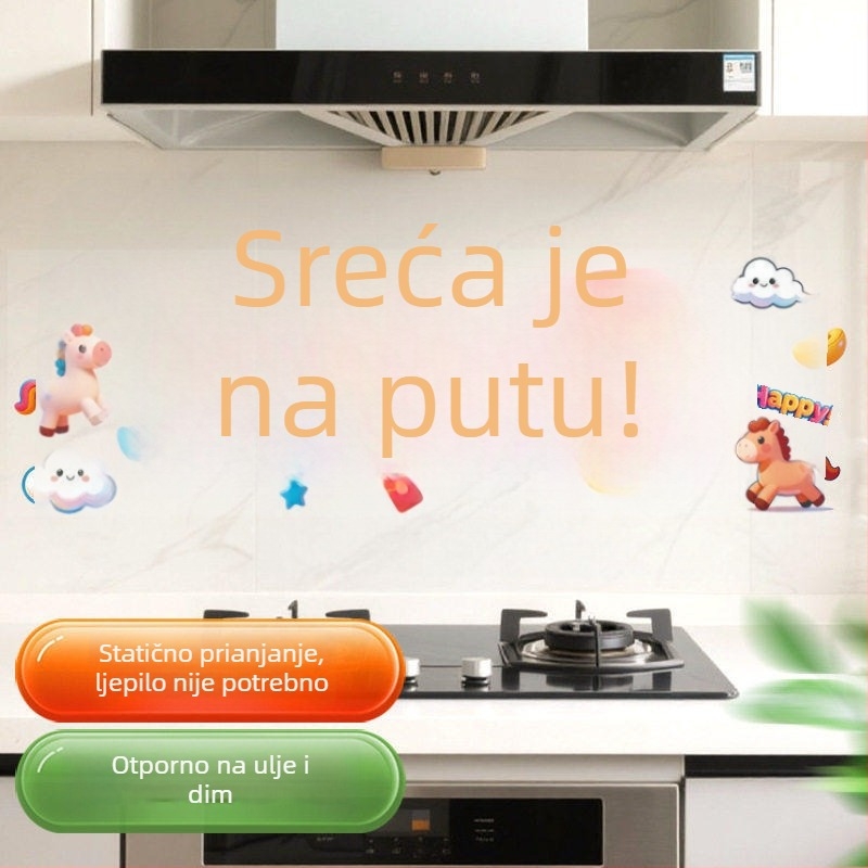 Kuhinjske naljepnice otporne na masnoću, otporne na visoke temperature i vatru, bez ljepila, zidna tapeta za štednjak, godina konja 2026, proljetna dekoracija