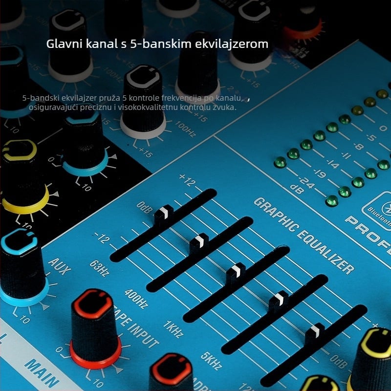 Profesionalni 7-kanalni prijenosni audio mikser s phantom power, USB i Bluetooth