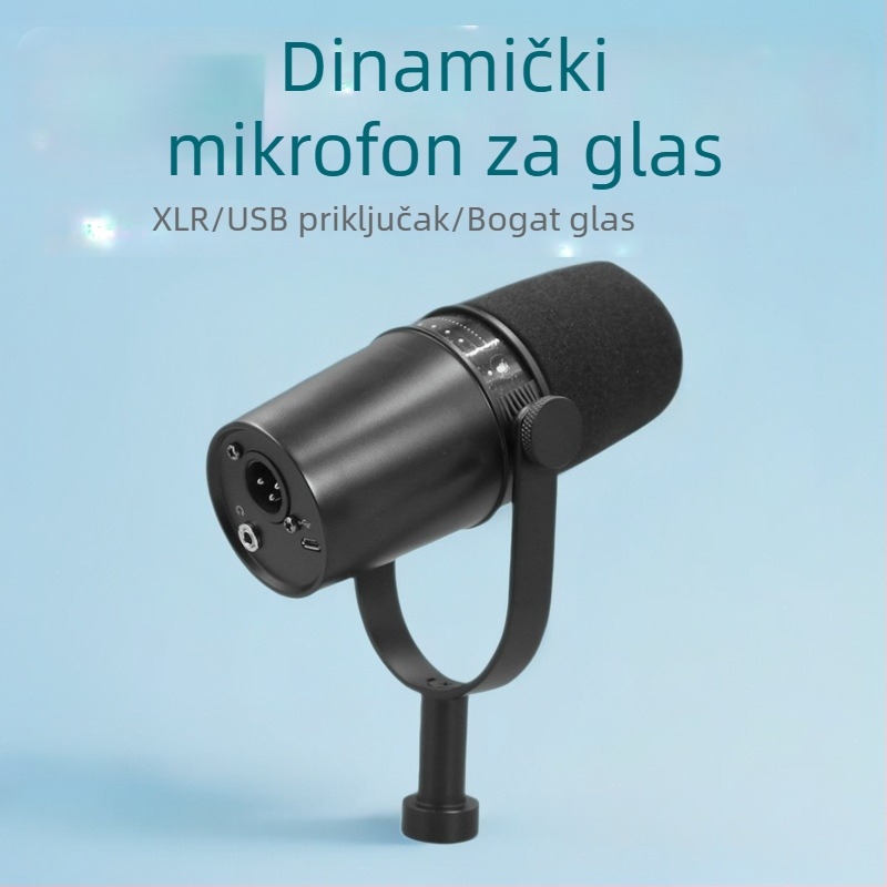 Dinamički mikrofon za streaming s integriranom zvučnom kartom; super cardioidno usmjerenje; raspon frekvencija 40Hz-20kHz
