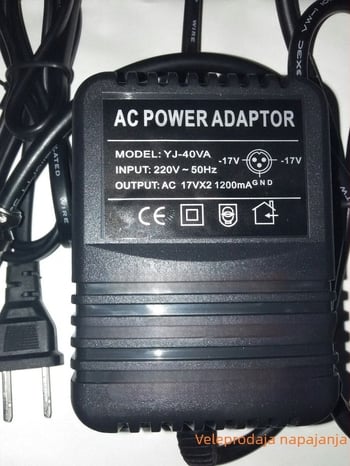 Mikser – vanjski napajanje transformator adapter 17–18V, 3-pinski kružni priključak, 42W, model 338, Sharp Sound