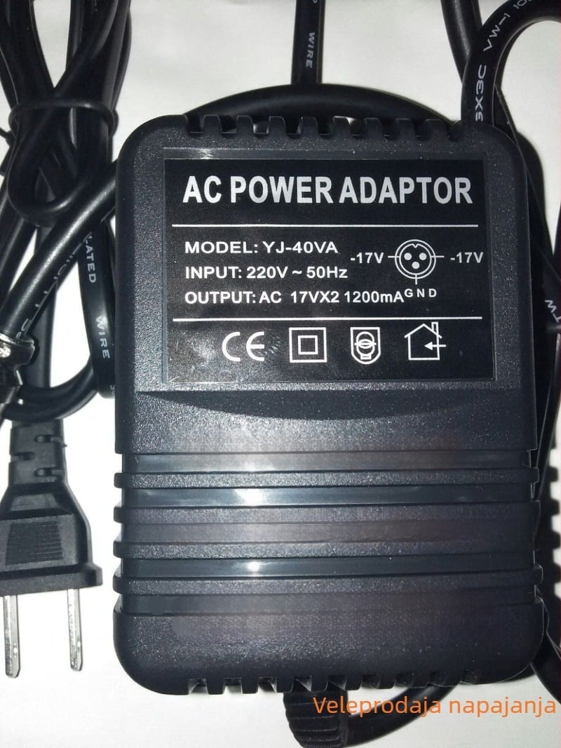Mikser – vanjski napajanje transformator adapter 17–18V, 3-pinski kružni priključak, 42W, model 338, Sharp Sound