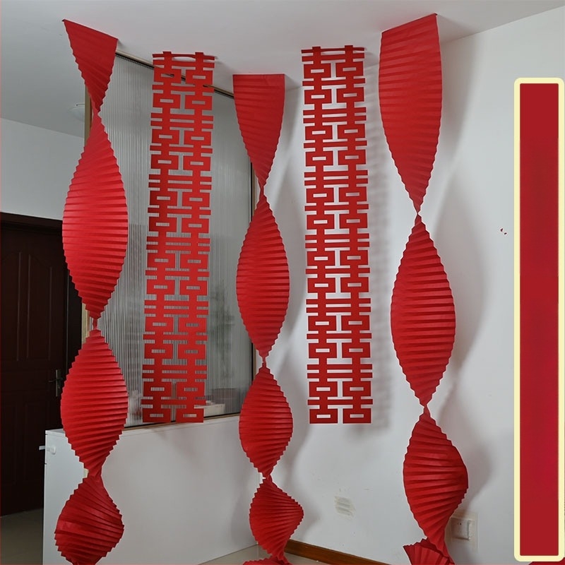 Ruiri set za dekoriranje svadbenog zida • papirnati rekviziti za uređenje prostora s valovitim papirnim ventilatorima i naljepnicama s dvostrukom srećom • materijal: papir • namijenjeno godišnjici vjenčanja