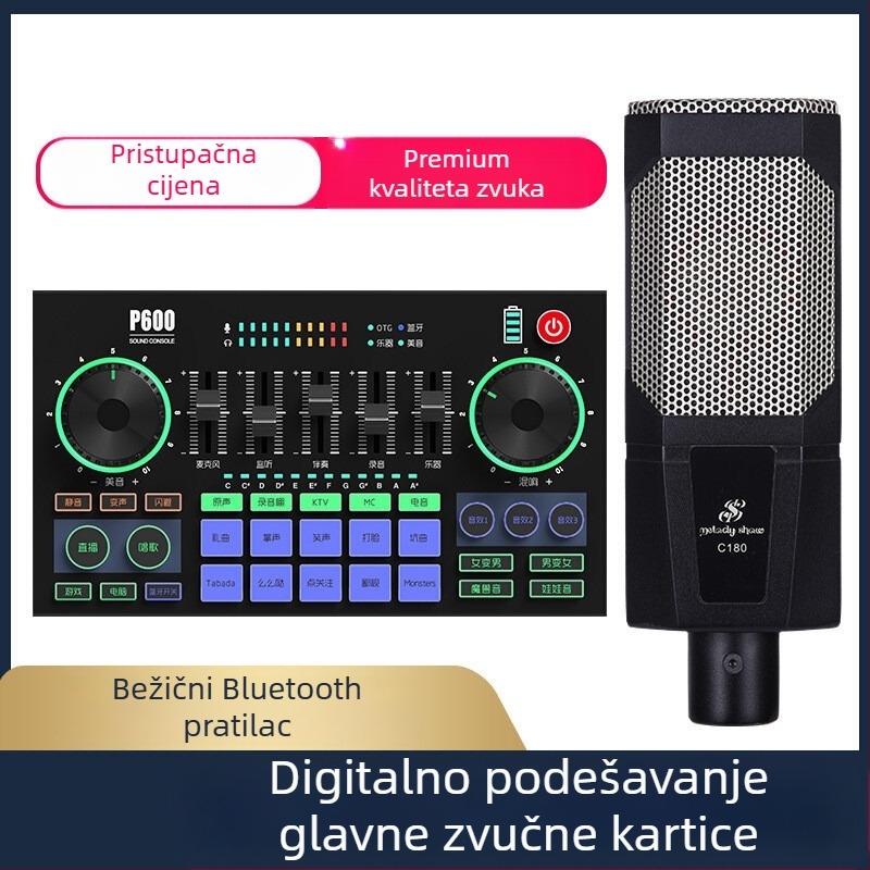 Live zvučna kartica s mikserom – Bluetooth 5.0, ugrađena baterija 2000–4000 mAh, frekvencijski odziv 60 Hz–15 kHz, SNR ≥75 dB, model P600PRO