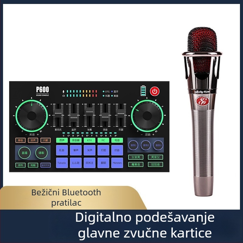 Live zvučna kartica s mikserom – Bluetooth 5.0, ugrađena baterija 2000–4000 mAh, frekvencijski odziv 60 Hz–15 kHz, SNR ≥75 dB, model P600PRO