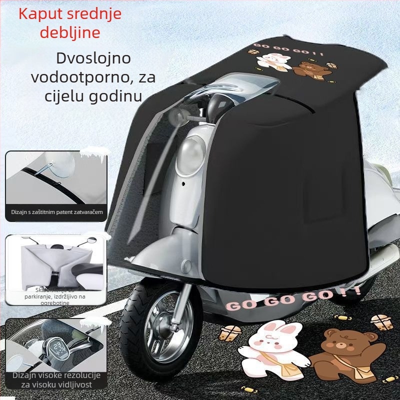 Kapa-stil dvostrano vjetrozaštitna zaštita za električni bicikl, PVC materijal