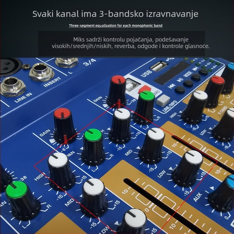 F4Pro DJ mikser konzola s USB audio sučeljem i Bluetoothom za kućnu upotrebu na računalu