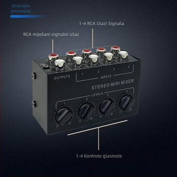 CX400 Četverokanalni Pasivni Audio Mikser Hub za Stereo Signale