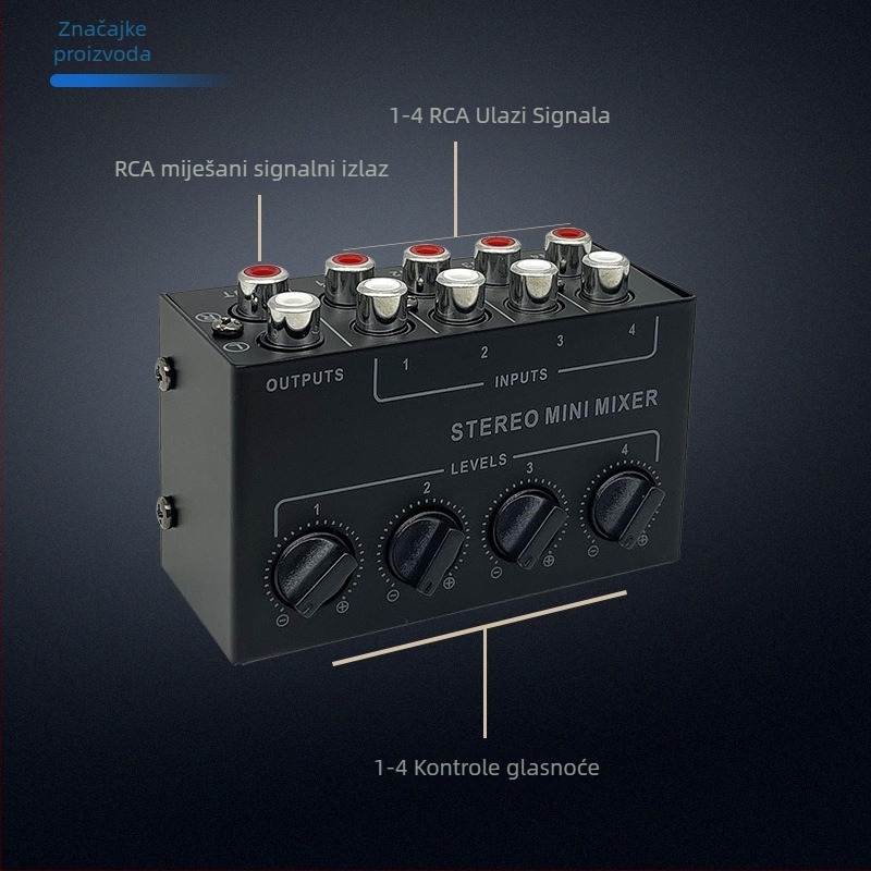 CX400 Četverokanalni Pasivni Audio Mikser Hub za Stereo Signale