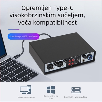 EPak UR-22MK USB 2-kanalni zvučni interfejs za stolno snimanje i miksanje, ulaz za instrumente, 20Hz-20kHz, SNR ≥70 dB