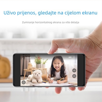Unutarnja pametna kamera s dvosmjernim video-interkomom, 1080–1200p rezolucija, Wi‑Fi 2,4 GHz i upravljanje putem mobilne aplikacije, detekcija pokreta